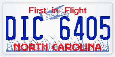 NC license plate DIC6405
