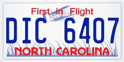 NC license plate DIC6407