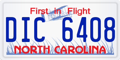 NC license plate DIC6408