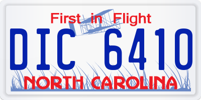 NC license plate DIC6410