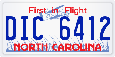NC license plate DIC6412