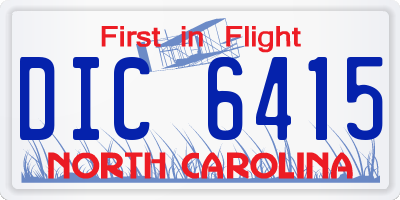 NC license plate DIC6415