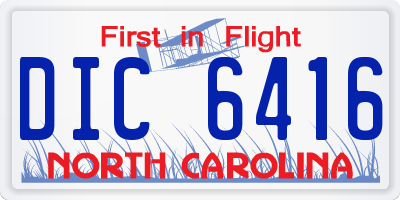 NC license plate DIC6416