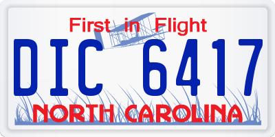 NC license plate DIC6417