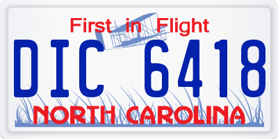 NC license plate DIC6418