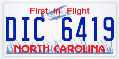 NC license plate DIC6419