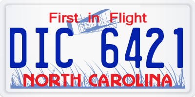 NC license plate DIC6421