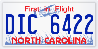 NC license plate DIC6422