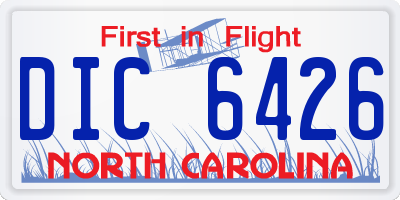 NC license plate DIC6426