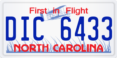 NC license plate DIC6433