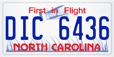NC license plate DIC6436