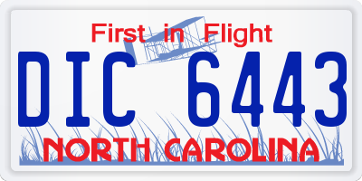 NC license plate DIC6443