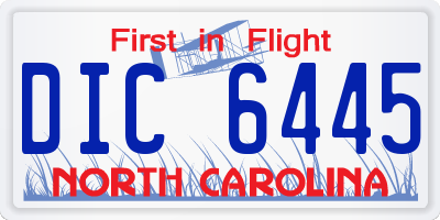 NC license plate DIC6445