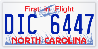 NC license plate DIC6447