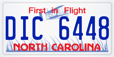 NC license plate DIC6448