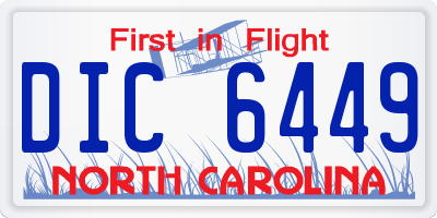 NC license plate DIC6449