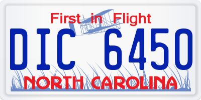 NC license plate DIC6450