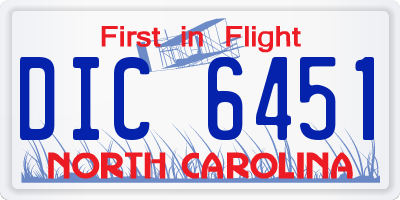 NC license plate DIC6451