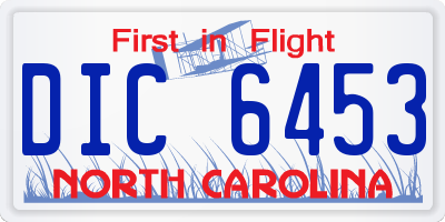 NC license plate DIC6453