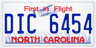 NC license plate DIC6454