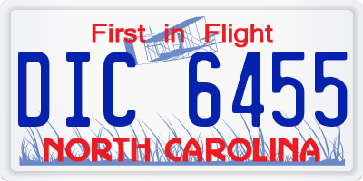 NC license plate DIC6455