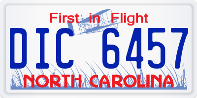 NC license plate DIC6457