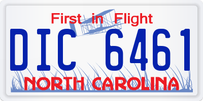 NC license plate DIC6461