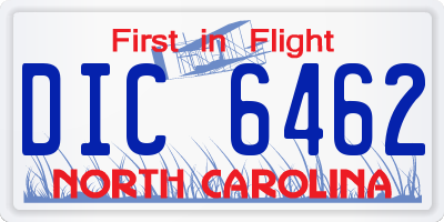 NC license plate DIC6462