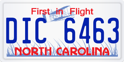 NC license plate DIC6463