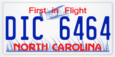 NC license plate DIC6464