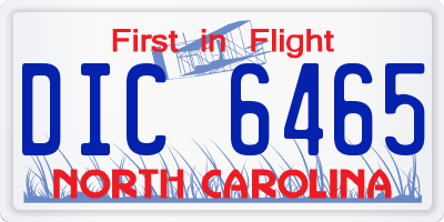 NC license plate DIC6465