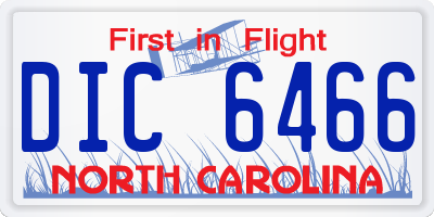 NC license plate DIC6466
