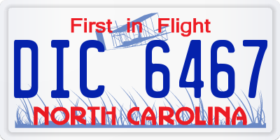 NC license plate DIC6467