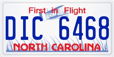 NC license plate DIC6468