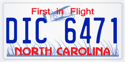 NC license plate DIC6471