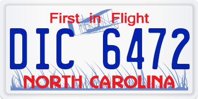NC license plate DIC6472