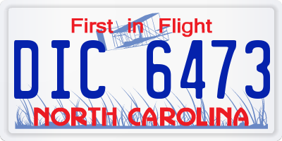 NC license plate DIC6473