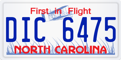 NC license plate DIC6475