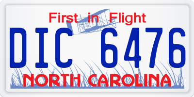 NC license plate DIC6476