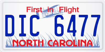 NC license plate DIC6477