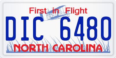 NC license plate DIC6480