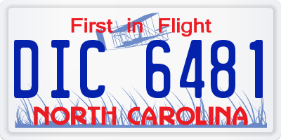 NC license plate DIC6481