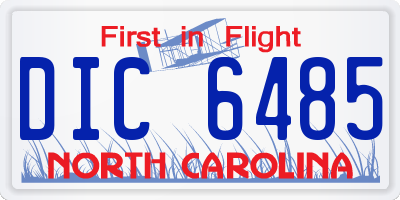 NC license plate DIC6485