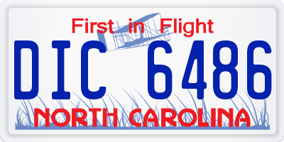 NC license plate DIC6486