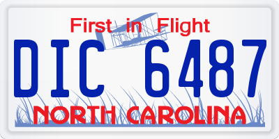 NC license plate DIC6487