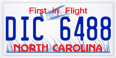 NC license plate DIC6488