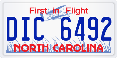 NC license plate DIC6492