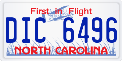 NC license plate DIC6496