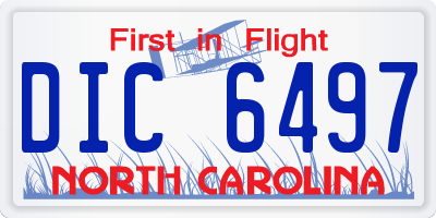 NC license plate DIC6497