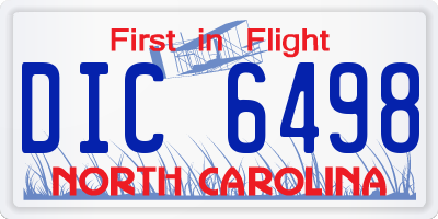 NC license plate DIC6498